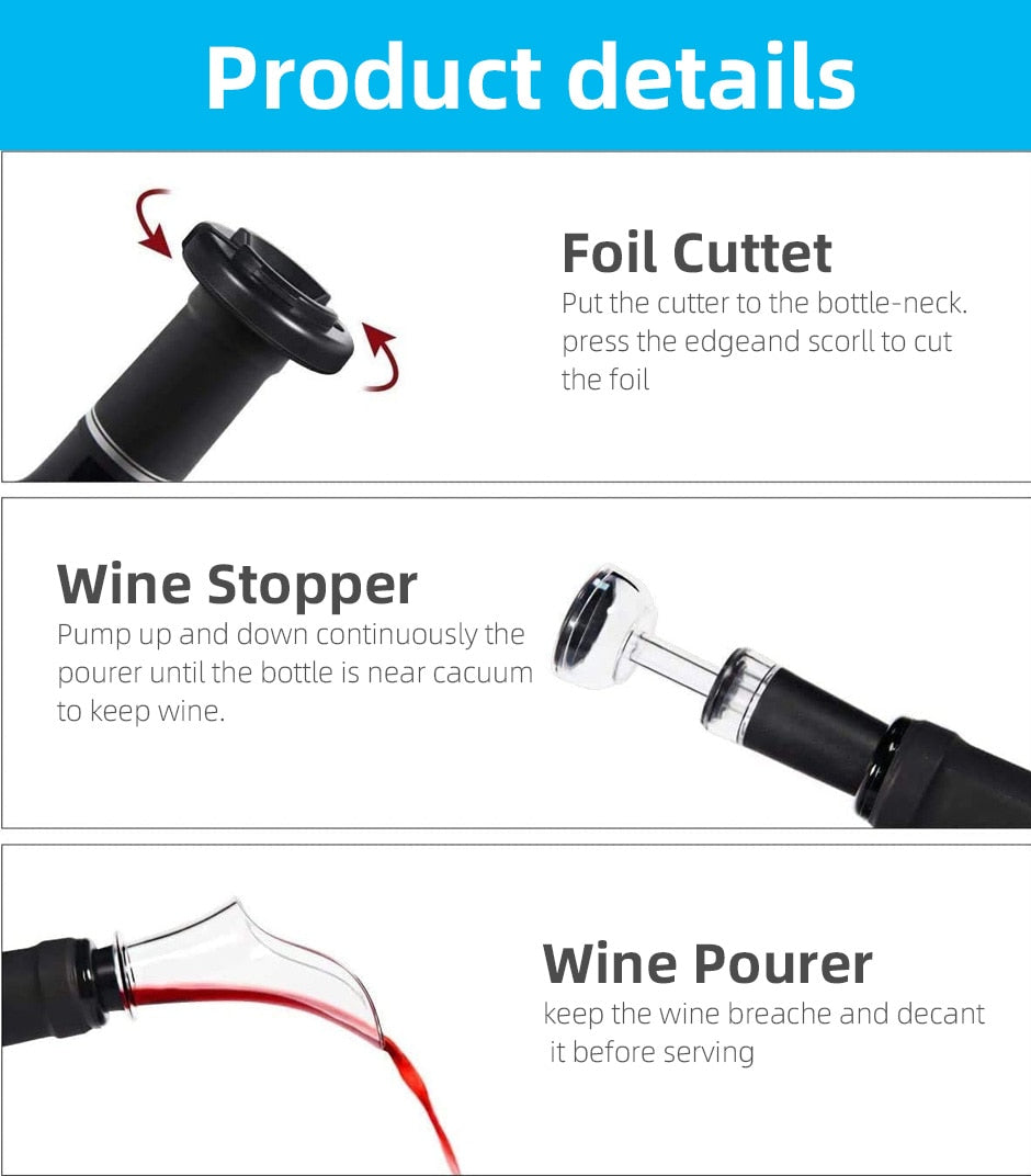 Electric Wine Opener -Automatic Corkscrew -Wine Openers -Rechargeable Bottle Opener - Foil Cutter