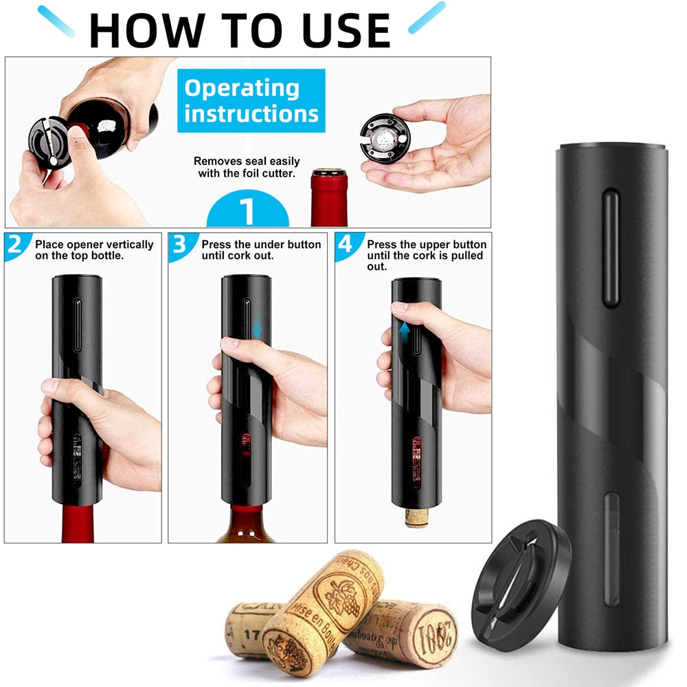 Electric Wine Opener -Automatic Corkscrew -Wine Openers -Rechargeable Bottle Opener - Foil Cutter