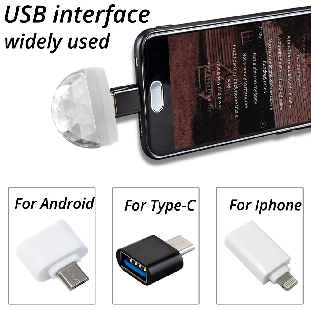 USB Disco Light USB Portable -DJ Mini Colorful Music Sound Led - Party Atmosphere Interior
