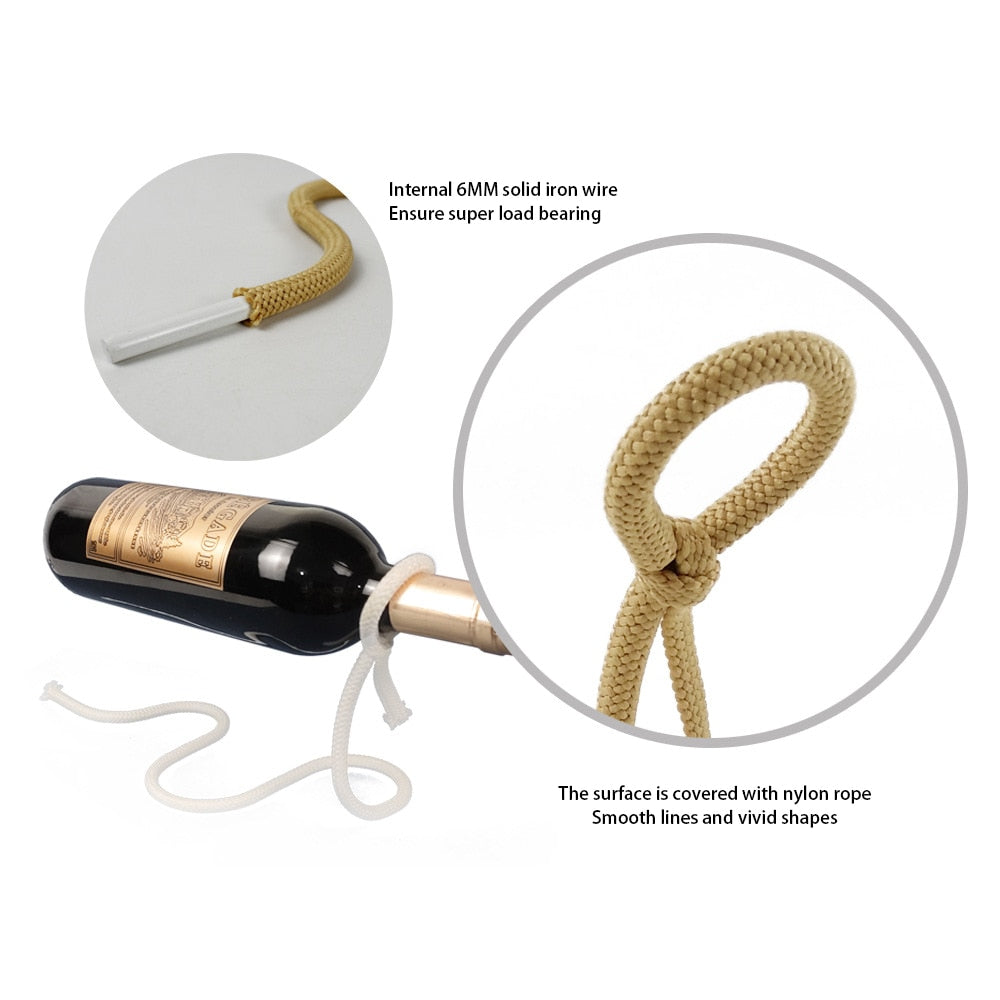 Suspended Rope Wine Rack - Snake Bracket Wine Bottle Holder -Bar Cabinet Display
